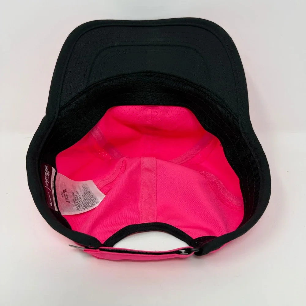 Nike Featherlight Dri-FIT Running Hat Pink Black Youth 4/6X Adjustable Cap